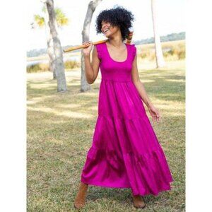 NWOT Natural Life Olivia Magenta Smocked Maxi Dress M